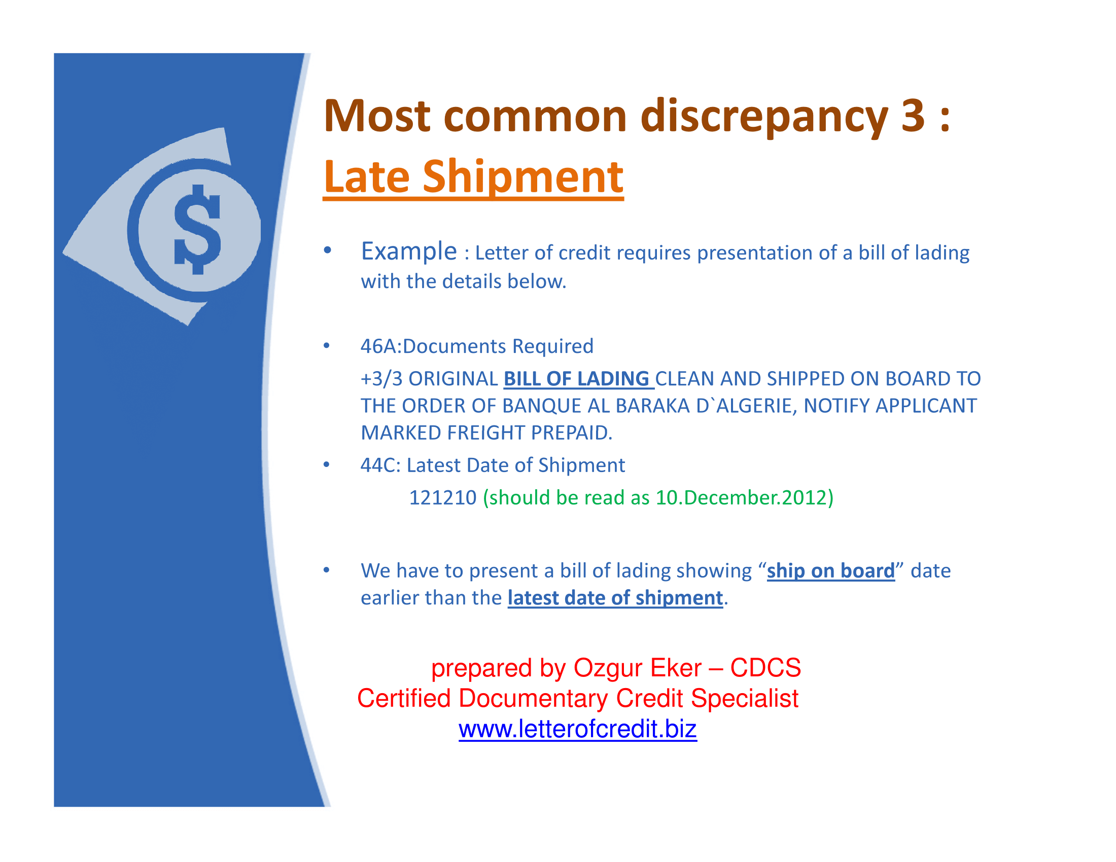 late shipment example