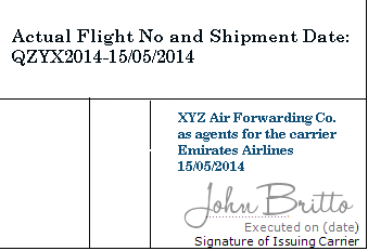 How to determine date of shipment on an Air Transport Document? 