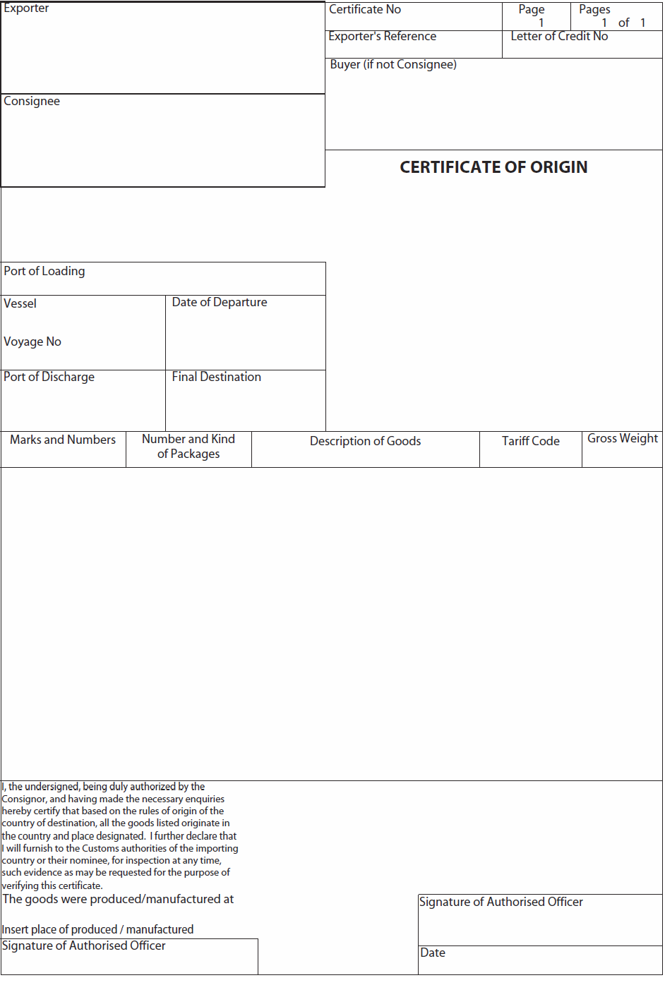Certificate of Origin  Letterofcredit.biz  LC  L/C Intended For Nafta Certificate Template