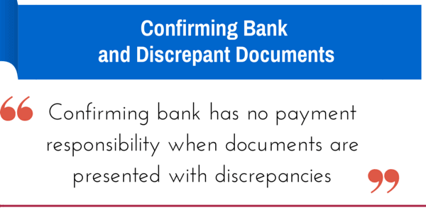 discrepant documents and the confirming bank