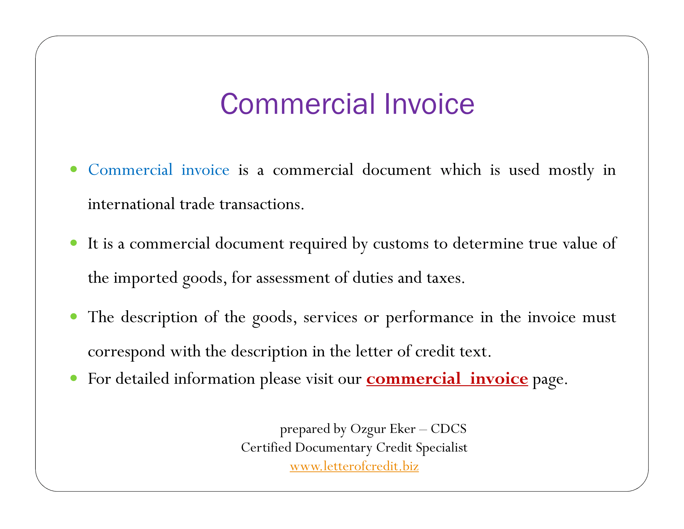Commercial Invoice
