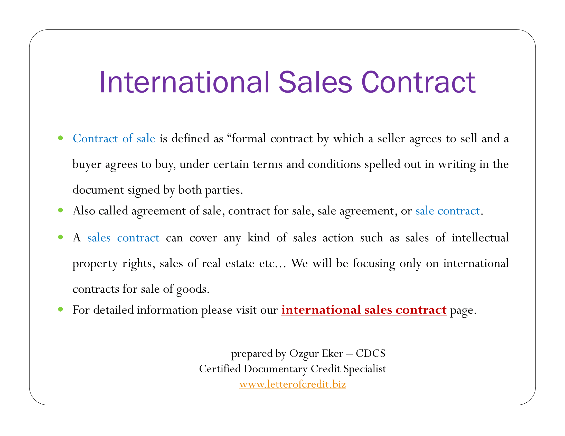 International Sales Contract