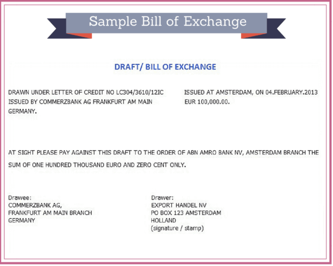bill of exchange example.
