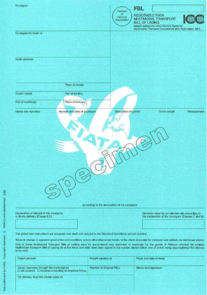 bill of lading is a negotiable document