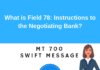 Field 78: Instructions to the Paying/Accepting/Negotiating Bank