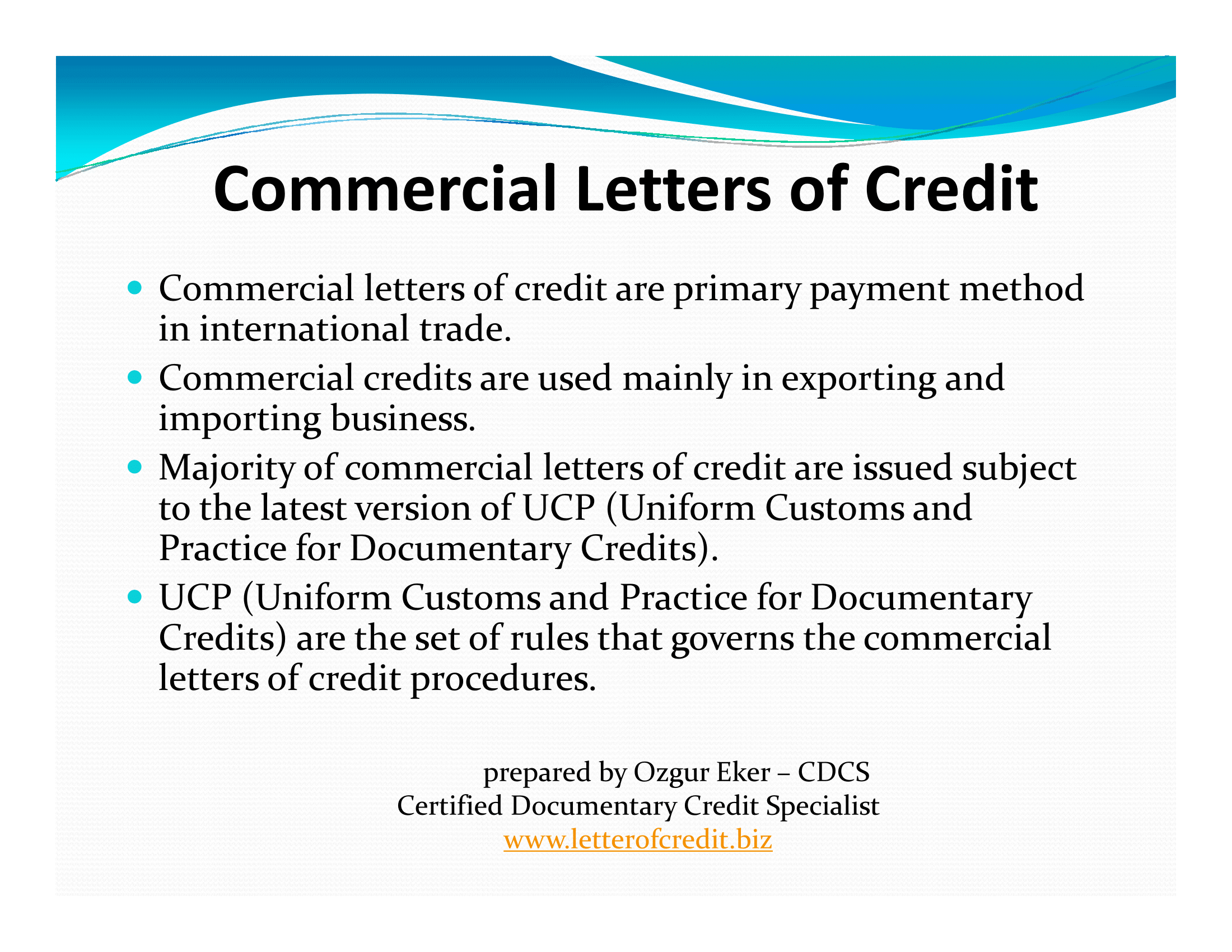 presentation of letters of credit