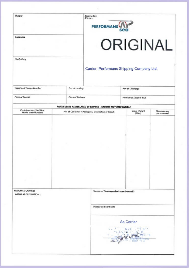 Forwarder's bill of lading presented which is signed as carrier