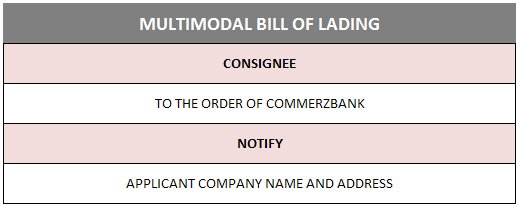multimodal bill of lading consignee discrepancy