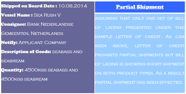 partial shipment example